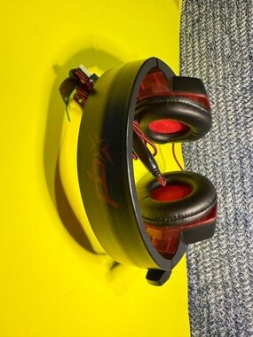 Black and Red Over-Ear Gaming Headphones with Mic